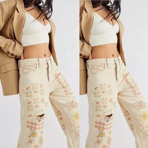 New Free People Kiss The Sky Patched Jeans